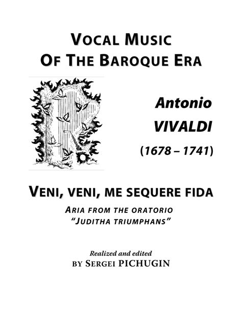 VIVALDI Antonio: Veni, Veni, Me Sequere Fida, Aria From The Oratorio Juditha Triumphans, Arranged